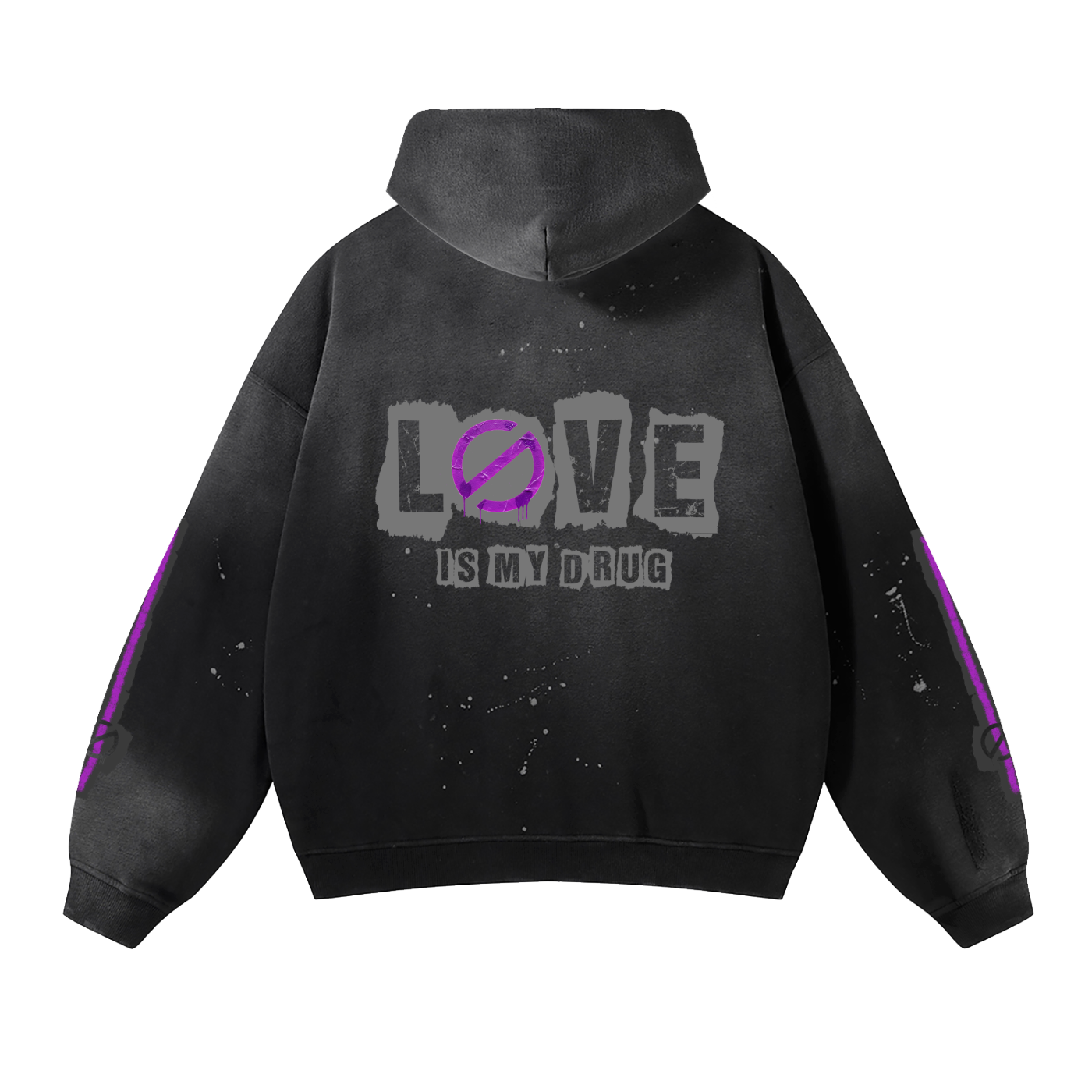 Vintage Washed Frayed Fleece Hoodie